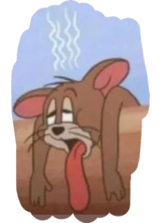 🥵 Jerry Mouse Tom and Jerry Cartone animato, Esaurito, Topo, Stanco, Sudato telegram sticker