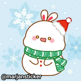 ❤️ @marjansticker рождество, кролик, милый, зима, снежинки, шарф, шапка telegram sticker