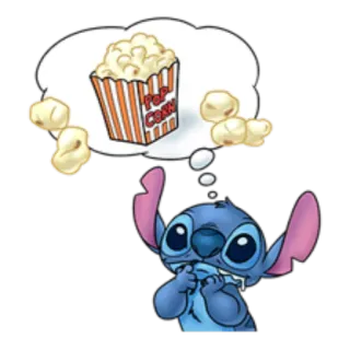 🍿 Stitch POP CORN stitch, pipoca, lilo e stitch, comida, pensando telegram sticker