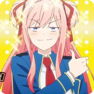 👍 animé, fille, suffisant, pointant, mignon telegram sticker