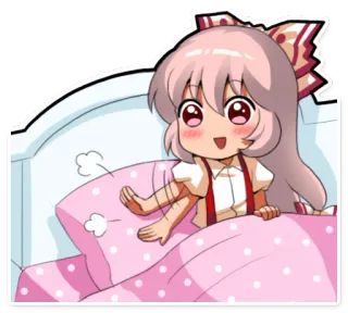 🛌 Аниме, Чиби, Каваий, Милый, Девушка, Кровать, Сонный, Очаровательный telegram sticker