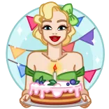 🎂 femme, gâteau, anniversaire, fête, soirée, blonde whatsapp sticker