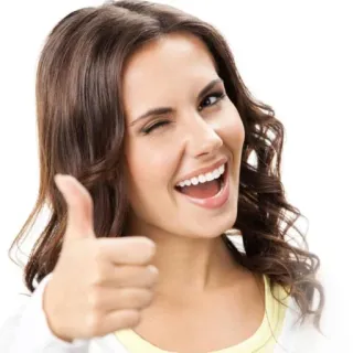 😉 woman, thumbs up, positive, approval, wink, smile telegram sticker