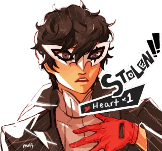 😍 Joker Persona 5 Stolen!
Heart x 1 Joker, Persona 5, Anime, Manga, Videojuego, Fanart, Corazón, Robado telegram sticker