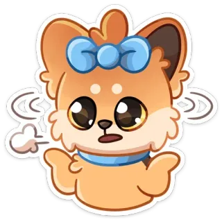 🤷‍♀ chien, mignon, chiot, kawaii, autocollant, dessin animé, animal, illustration telegram sticker