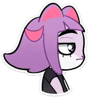 🙅‍♂️ mèo, hoạt hình, nhãn dán, động vật, tóc tím, chân dung whatsapp sticker