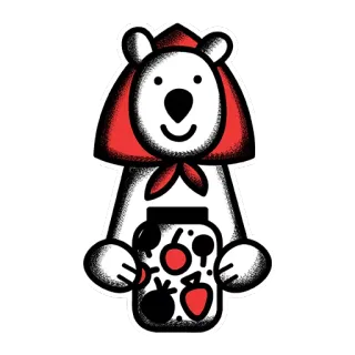 👵 beruang, binatang, kartun, stoples, buah, beri, kerudung merah, stiker telegram sticker