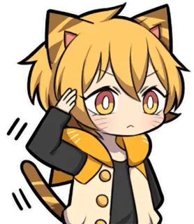 👌 애니메이션, 네코미미, 케모노미미, SD캐릭터, 경례, 귀여운, 만화 telegram sticker