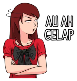 😒 AU AH GELAP cartone animato, donna, indonesiano, espressione, adesivo whatsapp sticker