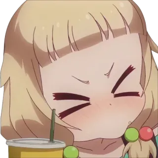 😝 Anime, Bonito, Garota, Bravo, Expressão, Bebendo telegram sticker