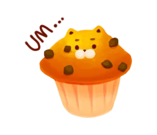 🧐 มัฟฟิน, แมว, ของหวาน, อาหาร, หวาน, น่ารัก whatsapp sticker
