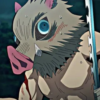 👺 Inosuke Hashibira Demon Slayer Anime, Demon Slayer, Inosuke, Épée, Combattant telegram sticker