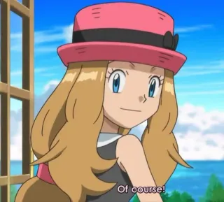 🌫 Serena Pokemon Of course! Аниме, Девушка, Шляпа, Улыбка, Серена, Покемон whatsapp sticker
