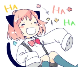 😂 HA HA HA Anime, Manga, Cartone animato, Carino, Ragazza gatto, Ridente, Felice whatsapp sticker