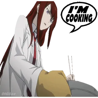 🍘 I'M COOKING cozinha, cientista, balão de fala, jaleco, anime telegram sticker