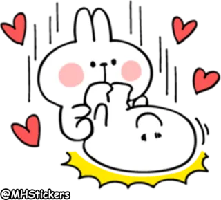 🤕 @MHStickers coelho, corações, fofo, desenho animado, adesivo whatsapp sticker
