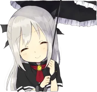 ☺️ Anime, Chica, Paraguas, Lindo, Sonriendo, Kawaii, Chibi whatsapp sticker