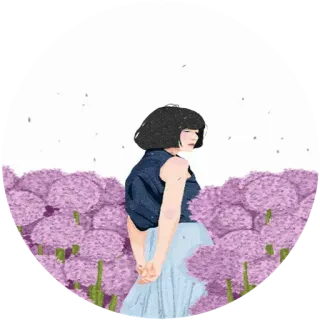 🌸 женщина, цветы, искусство, иллюстрация, портрет, девушка telegram sticker