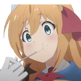 😙 Anime, Garota, Bonito, Desenho animado, Comida, Comendo, Personagem, Alegre telegram sticker