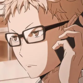 🎭 Kei Tsukishima Haikyuu!! anime, character, haikyuu, kei tsukishima, volleyball, glasses telegram sticker