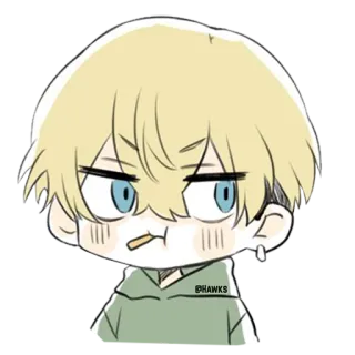😒 @HAWKS Anime, Nhân vật, Sticker, Nghệ thuật số, Minh họa, Tóc vàng, Chibi telegram sticker