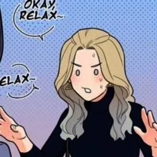😅 Okay, Relax~ kreskówka, kobieta, relaks, okej, wyraz, blondynka telegram sticker
