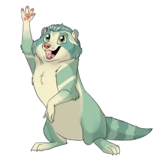 👋 Мультфильм, Животное, Ласка, Милый, Дружелюбный, Машет рукой whatsapp sticker