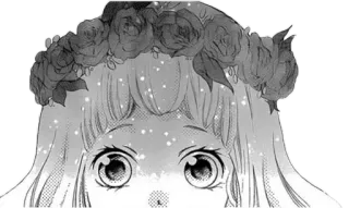 😮 anime, manga, gadis, mahkota bunga, imut telegram sticker