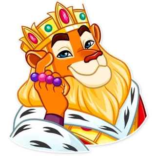 😏 лев, король, корона, животное, мультфильм telegram sticker