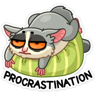 😩 PROCRASTINATION procrastinação, preguiçoso, preguiça, animal, petauro-do-açúcar, desenho animado telegram sticker