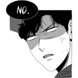 😡 NO. manga, angry, black and white, no, upset, cartoon telegram sticker