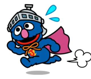 🏃 Grover Sesame Street Grover, Sesamstraße, Cartoon, rennen, Schweiß, Umhang, Helm whatsapp sticker