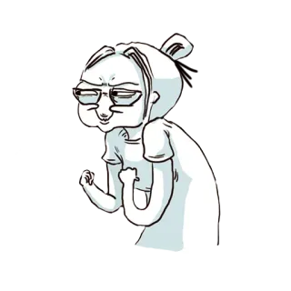 🤔 การ์ตูน, โกรธ, ผู้หญิง, แว่นตา, ตัวละคร, ภาพประกอบ telegram sticker