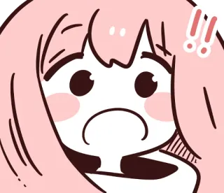 ‼️ Ragazza anime, Cartone animato, Kawaii, Scioccata/o, Capelli rosa, Sorpresa/o telegram sticker