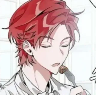 🥀 Anime, Personaje, Comiendo, Comida, Ilustración, Manga, Hombre telegram sticker