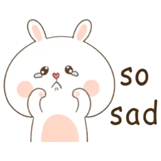 😔 so sad conejo, triste, llorando, lindo, kawaii, emoji whatsapp sticker