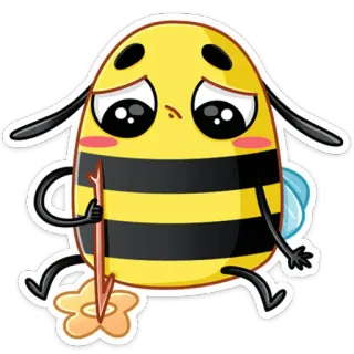 ☹️ ハチ, 悲しい, 花, 漫画, ステッカー telegram sticker