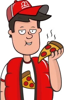 😋 pizza, entrega, desenho animado, comida, homem, fatia telegram sticker