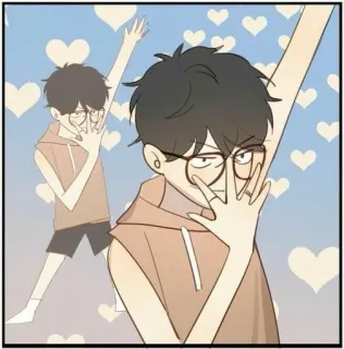 💦 Dibujo animado, Personaje, Gafas, Niño, Mono whatsapp sticker