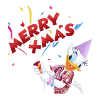 🎊 Daisy Duck MERRY XMAS рождество, праздник, disney, мультфильм, дейзи дак, конфетти, празднование telegram sticker