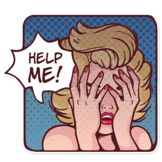 😨 HELP ME! distressed, woman, help, pop art, comic telegram sticker