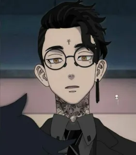 🖤 Аниме, Персонаж, Тату, Очки, Портрет telegram sticker