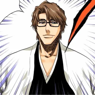 🧬 Sosuke Aizen Bleach 애니메이션, 만화, 악당, 안경, 리더 telegram sticker