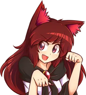 😎 애니메이션 소녀, 고양이 귀, 빨간 머리, 귀여운, 만화, 만화영화, 카와이, 코스프레 telegram sticker