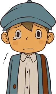 😢 Luke Triton Professor Layton Professor Layton, Luke Triton, video game, personagem, triste, chorando telegram sticker