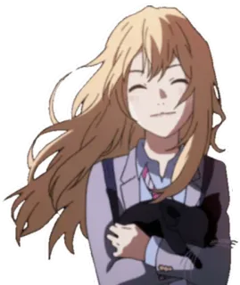 🙂 Kaori Miyazono Your Lie in April Anime, Ragazza, Personaggio, Bionda, Sorriso, Gatto, Your Lie in April telegram sticker