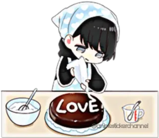 ☺️ LOVE cake, love, baking, dessert, cute, anime whatsapp sticker