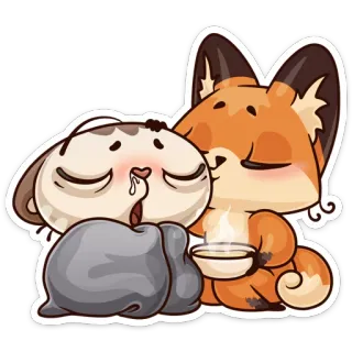 😚 gato, zorro, dormilón, cansado, lindo, animal, kawaii, amistad whatsapp sticker