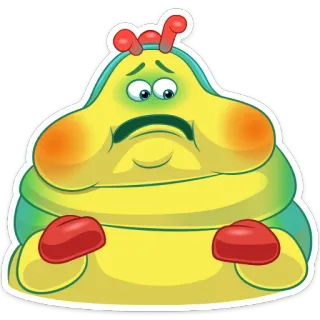 😬 worm, cartoon, sad, yellow, insect, face, character whatsapp sticker