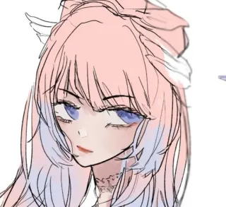 🧼 Anime Mädchen, pinke Haare, Illustration, digitale Kunst, Fanart telegram sticker